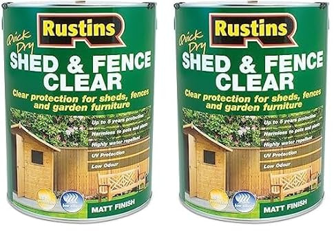 Rustins Shed & Fence Clear 5L - Advanced Wood Protector for Outdoor Structures (Pack of 2)