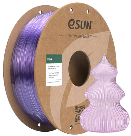 eSUN Trasparente PLA Filamento 1,75 mm, Filamento per Stampa 3D traslucido, bobina da 1KG (2,2 LBS) per stampanti 3D, Lilla chiaro trasparente