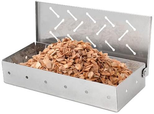 BBQ Smoker Box,Stainless Steel Smoking Box for BBQ Grilling Wood Chips,Hardwood Cooking Pellets,Best Grilling Accessories for Indoor Outdoor Charcoal BBQ Grill Grill Meat