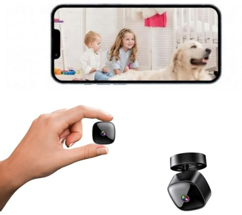 LUVYO Mini Camara espia HD con Visión Nocturna 1080p, Mini Camara vigilancia WiFi Interior, Detección de Movimiento, Ángulo 90°, Monitorización de Bebés y Mascotas, Almacenamiento TF 128GB