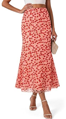 Wenrine Gonna Maxi Gonna A Linea Leopardo Lunga Elastico A Vita Alta Maxi Gonna Casual A Punti Gonna