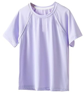 Enfant de Bain à Manches Courtes Rashguard pour garçons, UPF 50+, séchage Rapide, pour Le Sport, la pêche, Le Surf, la Plage, pour Enfants, Filles et Jeunes (Purple, 7-8 Years)