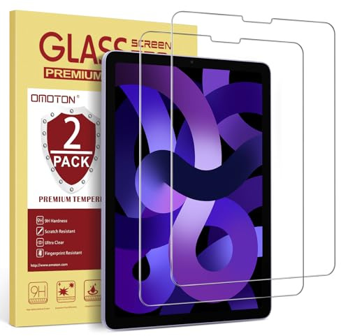 OMOTON Screen Protector for iPad Air 5th 4th Generation (Air 5/4, 10.9 Inch, 2022/2020) iPad Pro 11 Inch (2022/2021/2020/2019) Tablet - Tempered Glass, Case Friendly, Apple Pencil Compatible, 2 Pack
