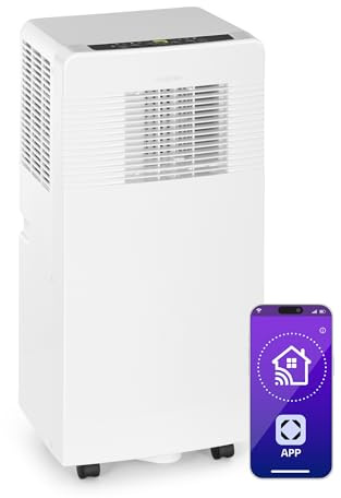 Klarstein Iceblock Ecosmart 7 Aire Acondicionado Portátil - 7,000 BTU, 3-en-1 Climatizador, Ventilador & Deshumidificador, Control Remoto & App, Clase Energética A, Para 10-14 m², Silencioso, Blanco