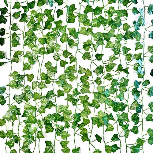 Matissa 6.6m / 21.3ft (3 x 7.1ft) Efeu Künstlich Girlande 2.2m,Kunstpflanze Hängend Deko Vorhang,Künstliche Pflanzen mit dekorativen Gesamtlänge von 26,4 m für Küche,Hochzeit,Balkon