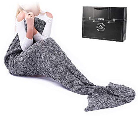 VHOME Meerjungfrau Decke Geschenke - Warmes Wohnzimmer Sofa Decke Damen Mädchen XL Größe Für Weihnachts Geburtstagsgeschenk (Erwachsene 190x110CM, A1-Grau)