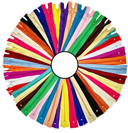 KGS Nylon-Reißverschluss zum Nähen und Basteln | 20 Farben | Größe: 10 CM / 4 Zoll | 40 Reißverschlüsse/Packung | Mehrfarbige Reißverschlüsse für Taschen, Beutel, Röcke, Kleider