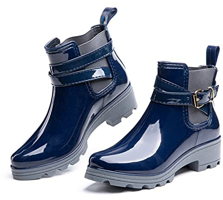 Botas De Agua Mujer Botas Lluvia Chelsea Antideslizantes Wellington Boots Botas De Goma Impermeables Rain Boots Zapatos De Jardin B Azul Talla EU41