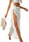 Damen Sarong Pareo für Strandurlaub, Lange Strandkleid Sommer Bikini Cover Up Chiffon Badeanzug Wickelrock Strand Rock Frauen Mädchen Side Strappy Sarong Strandrock Strand Wear Cover (Weiss)