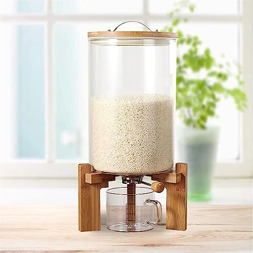 risdispenser Kapacitet Lufttätt glas Torrmat Förvaringsbehållare Spannmålsrisdispenser med bambulock & kopp & ställ (Size : 7.5L)