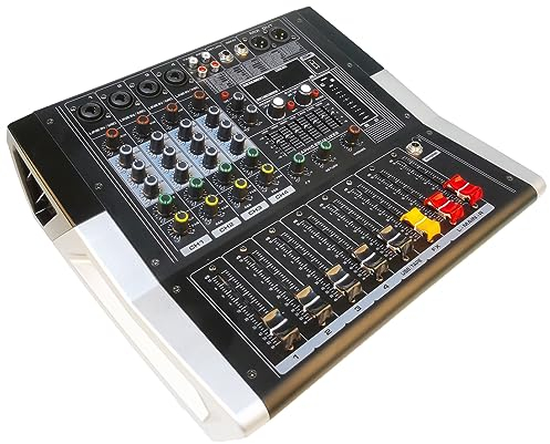 Verstärker Mischpult 4 Kanal Stereo 4Ohm 2 * 300W Powermixer mit Verstärker und 99 DSP Effektoptionen