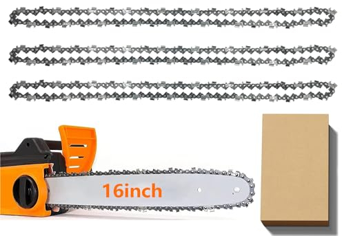 3 Pack Chainsaw Chain for 16 Inch (40cm) Bar, 57 Drive Links, 3/8 LP 0.050 Gauge, Replacement Chain fits for Titan, Black & Decker, Einhell, Ryobi, Oregon and More (91PJ057X) and Other Chainsaws