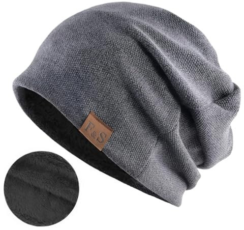 Damen Warme Herbst Winter Slouch Beanie Mütze Herren kopfbedeckung Baumwolle Strickmütze Flexibler Freizeithut Leichte chemo Wintermütze (DE/NL/SE/PL, Alphanumerisch, Einheitsgröße, Dunkelgrau)