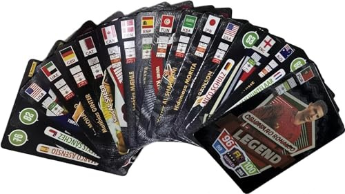 Rcxnm Juego de cartas coleccionables de estrellas del fútbol mundial, 55 unidades, color negro