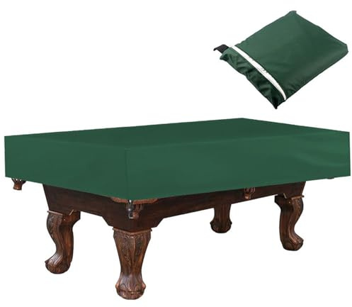 Highdi Cubierta para Mesa de Billar Impermeable, Funda para Mesa de Billar con Cordón Antipolvo Cubierta de Mesa de Billar Protección para Interiores y Exteriores (8FT,Verde)