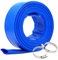 Dcizlont Lay Flat Water Discharge Hose 25mm, 10M, with 2 Clips, for Submersible Water Pump, Draining Pond, Hot Tub, Swimming Pool, Blue