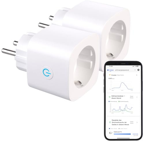 Luminea Home Control WLAN Steckdose TUYA: 2er-Set 2in1-WLAN-Steckdose, bidirektionale Strom-Messung, 16 A, App (Stromzähler, WiFi Smart Life, Solar)