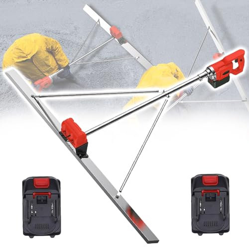 Concrete Finishing Tool Concrete Screed Vibratory Kit, Cordless Concrete Leveling Tamper Ruler for Smooth Concrete Plane Finishing, Battery Electric Cement Screed,110V tery