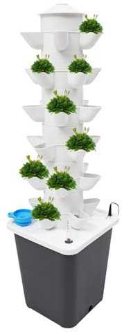 Torre di crescita idroponica a 6 piani con 30 fori, sistema verticale di coltivazione idroponica con pompa dell'acqua, kit di coltivazione idroponica con serbatoio dell'acqua da 10 l, per erbe, frutta