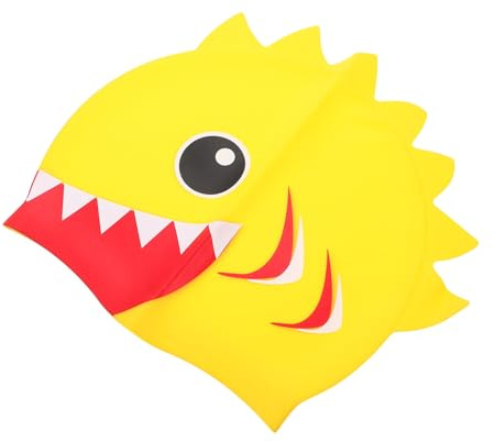 BESPORTBLE Cartoon Silicone Swim Cap for Boys and Comfortable Swim Cover with Ear Protection Elastic Lightweight Large Yellow Dinosaur Design