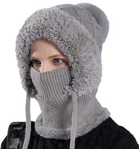 MAZELIKEHOOD Donna Sciarpa Cappello Unisex Maglione Calda Invernale Copricapo Sciarpa Collo Scaldacollo Comodo Idea Regalo