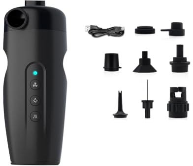 Puthernm Pompa Ad Aria Elettrica Portatile per Gommoni, Pompa Ad Aria Ricaricabile da 20 PSI per Letti con Materassi Ad Aria, Barche, Galleggianti per Piscine
