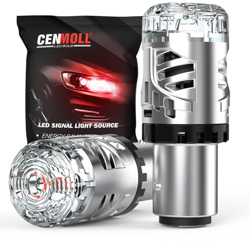 Cenmoll Lampadina LED P21/5w Rossa, 600% Super Luminosa 6000 Lumen 12V Canbus Senza Errori 1157 BAY15D 380 P21/5W Lampadina per Auto con Lente per Luci Freno, Fari Posteriori e Luci di Stop, 2 Pz