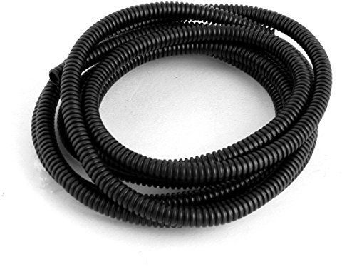 sourcing map Gaine Cable électrique Fil Protection Tube de conduit ondulé en plastique de 2,55 m 7 x 10 mm pour jardin, bureau noir