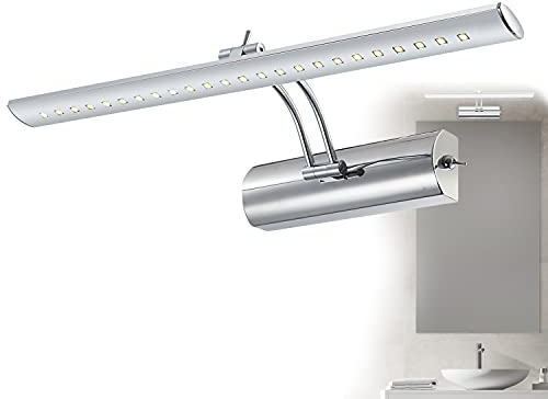 GLOBO LED Bilderleuchte mit Schalter Chrom poliert schwenkbar Wandleuchte beweglich (Spiegelleuchte, Spiegel Lampe, Bildbeleuchtung, Wandlampe, Wandstrahler, inkl. Leuchtmittel, 43 cm, warmweiß)