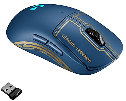 Logitech G PRO mit WLAN, Kabellose Gaming-Maus - LIGHTSPEED, HERO 25K Sensor, 25.600 DPI, RGB, 4-8 programmierbare Tasten, Beidhändig, Offizielle League of Legends Edition, Blau