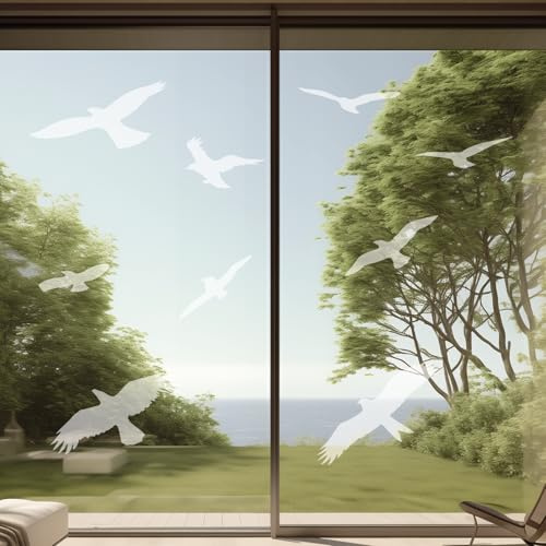 UV Bird Window Decals Anti Collision – Invisible Glass Stickers to Prevent Bird Strikes, Works Outside, Transparent Design, Large Size 9 Pack