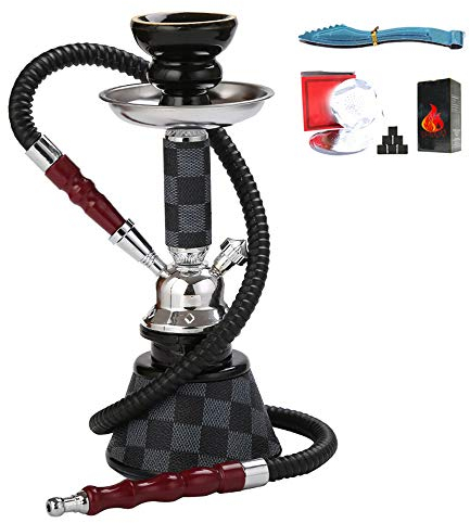 Hookah Set 1 Manguera con un Cuenco de Cerámica, Jarrón de Agua de Vidrio Y Hollín, Clip de Carbón, Lámina de Aislamiento Térmico para Fumar Mejor Shisha Hookah,C,Single Tube