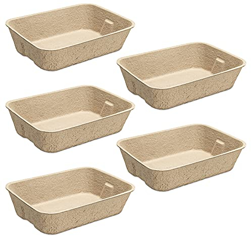 Navaris Katzentoilette Katzenklo ohne Deckel - 5X Katzen Toilette Box Schale aus Papier - offenes Klo mit Rand - auslaufsicher kompostierbar