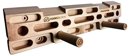 HANGBLOCS Hangboard/Fingerboard/Tavola per Arrampicata e Boulder con Barre per trazioni (con Viti + tasselli) (Set Standard)