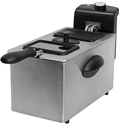 Cecotec Freidora Eléctrica CleanFry 3000. 2180 W, 3 Litros, Acero inoxidable, Filtro OilClean que mantiene el aceite limpio, Tapa con ventana de visión y Filtro antiolores