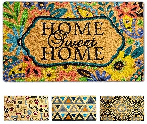LUA VIKA Felpudo Entrada casa Originales - Welcome Home - 40x70 cm - Alfombra Entrada casa Exterior e Interior - Felpudo Coco - Resistente y Antideslizante