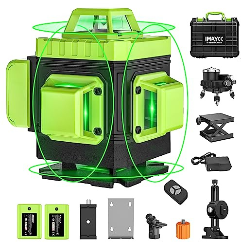 IMAYCC 4x360 Self Levelling Laser Level,4D Lazer Level Tool,16 Lines Adjustable Brightness Horizontal and Vertical Cross Line with Manual and Pulse Mode for Indoor Outdoor,2xBatteries,Remote Control