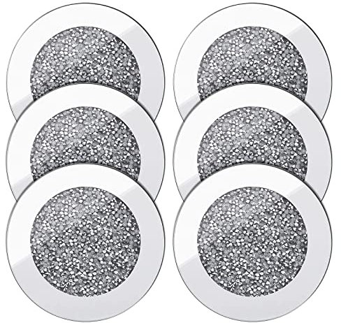VGOL 6 PCS Sottobicchieri In Vetro A Specchio Da 4 Pollici Sottobicchiere Rotondo In Vetro Schiacciato Protezione Antiscivolo Per Tazze Da Caffè/tè Decorazioni