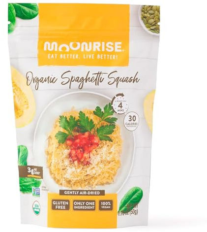 Moonrise Organic Spaghetti Squash Pasta | 1.76 oz (50g) | Makes Up to 12 oz Prepared | 1 Ingredient Real Vegetable Pasta | Flour-Free | No Fillers | Non-GMO, Gluten Free, Low Carb (Pack of 1)