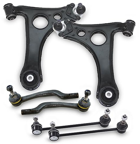 BESTPRICE 2x Querlenker Vorderachse vorne unten links & rechts, 2x Spurstangenkopf, 2x Koppelstange, Kompatibel mit MERCEDES-BENZ A-Klasse (W168)