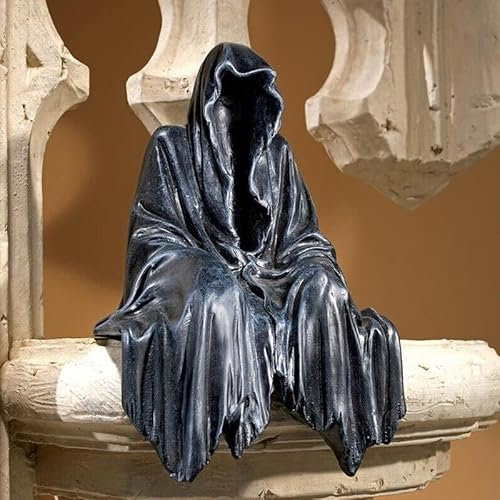 BigTree Death Statue Mysterious Black Dress Gothic Cloak Sculpture Figurine Ornament Darkness Style Resin Craft Behind Scenes Creative Decoration For Home Offiice Desktop Cabinets