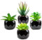 Piante grasse artificiali da interno in vaso, mini piante grasse finte in ceramica nera, per bagno, camera da letto, soggiorno, ufficio, decorazione per mensole (verde)