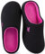 VeraCosy Women's Two-Tone Slippers Soft Comfy Knit Memory Foam Non-slip Indoor House Shoes Fuchsia Black, 7-8 UK