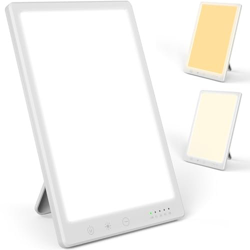 Bravmate Taglichleuchte 10000 Lux, Tageslichtlampe mit 45 ° verstellbarer Halterung, Touch-Steuerung UV-freie Sonnenlichtlampe mit 3 Farbtemperaturen, Tageslicht für den Arbeitsplatz oder Zuhause