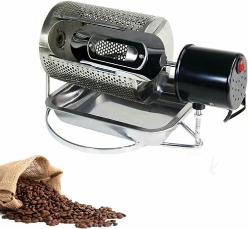 Máquina for hornear en el hogar Granos de café, Tostador de granos de café, Máquina tostadora de café con rodillo tostador de acero inoxidable, Frijoles fritos de frutos secos eléctricos Horneado~/