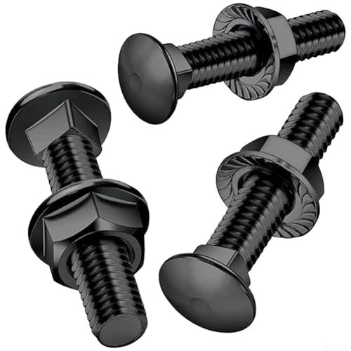 Entgoinggo 25pcs Stainless Steel M5 x 30mm Carriage Bolts und Flange Nuts Set, Black Oxide Flat Head Screws for Construction Industrial Machinery(M5x30mm)