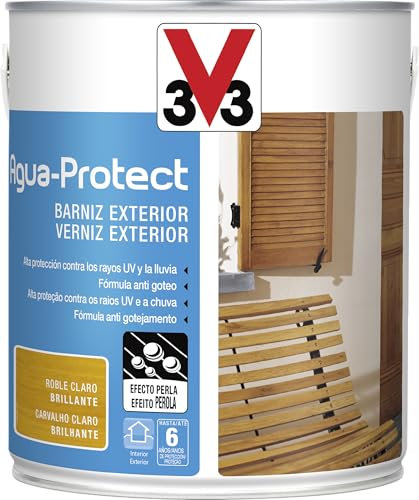 V33 Barniz Exterior Agua Protect Brillante Roble Claro 2,5l