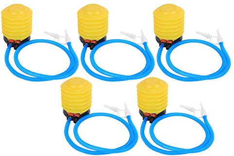 Stylebest Pompa Dell'aria del Piede Giallo da 5 Pezzi, Gonfiore a Palloncini di Plastica da 4,5 Pollici con Ugelli Aggiuntivi e Tubi Morbidi Lunghi, per Cuscini Gonfiabili Sfera di Yoga