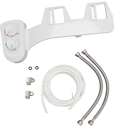 Bidé de inodoro con doble perilla, boquilla móvil, accesorio de bidé no eléctrico de autolimpieza para baño