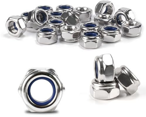 25 Pcs M12 NutsNylock Nuts with Nylon Insert, 304 Stainless Steel Hexagon Hex NutsSelf-locking Nuts Assortment, Locknuts for Screws Bolts